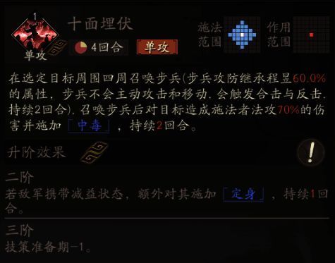 程昱40级技能释放动画，召唤步兵围困敌人并触发中毒效果