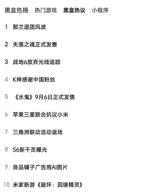 小黑盒平台热搜榜截图，显示《水鬼》位列榜单前列，下方评论区充满玩家热议与期待
