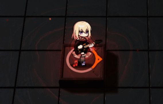 技能“我悲悯的”释放动画，初华弹奏吉他，音波冲击敌人并为队友施加护盾