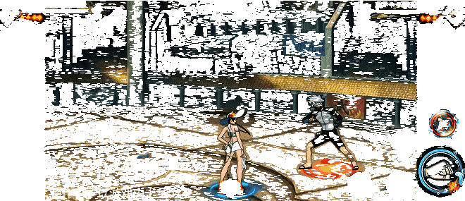 黑土从轻形态向左拉动摇杆，转身落地切换为重形态，姿态稳健