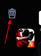 鼠标拖动游戏图标向左上角垃圾桶，界面显示即将卸载状态