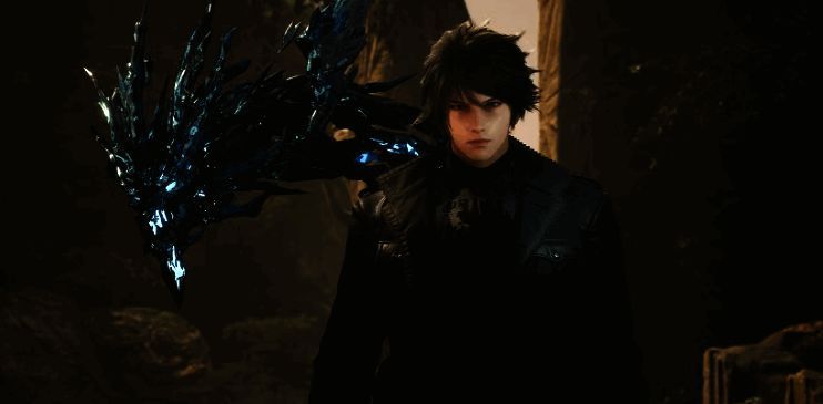 《失落之魂》游戏主视觉图，主角卡泽尔手持发光武器站立于废墟之上，背景为破碎的城市与悬浮的巨石，整体氛围充满未来科幻感