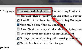 UI Language下拉菜单展开，简体中文选项清晰可见