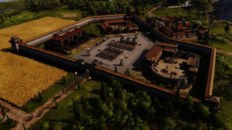 游戏启动界面截图，显示D加密加载提示，背景为罗马风格壁画与帝国徽章