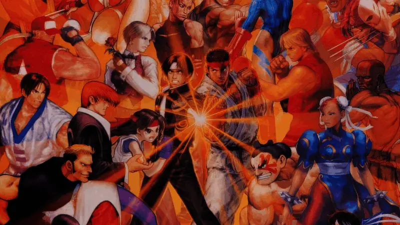 伊津野英昭在卡普空时期的工作照，神情专注地坐在游戏开发台前，背后是《鬼泣》与《龙之信条》的游戏海报