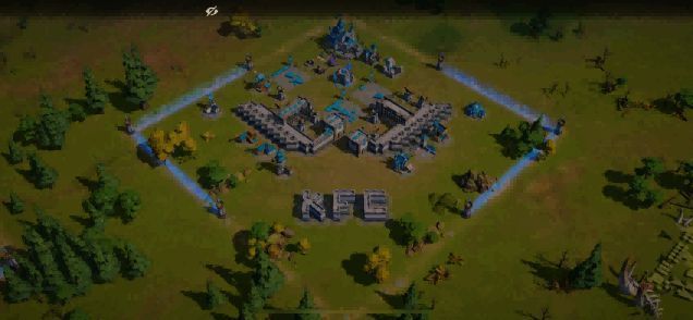 主城中央矗立巨型KFC标志，周围士兵巡逻