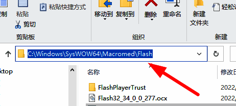 文件资源管理器中输入Flash程序路径的界面