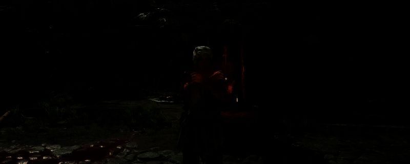 《明末：渊虚之羽》中角色在含光禅院内做出‘袍哥’动作的场景，双手交叉于胸前，氛围肃穆