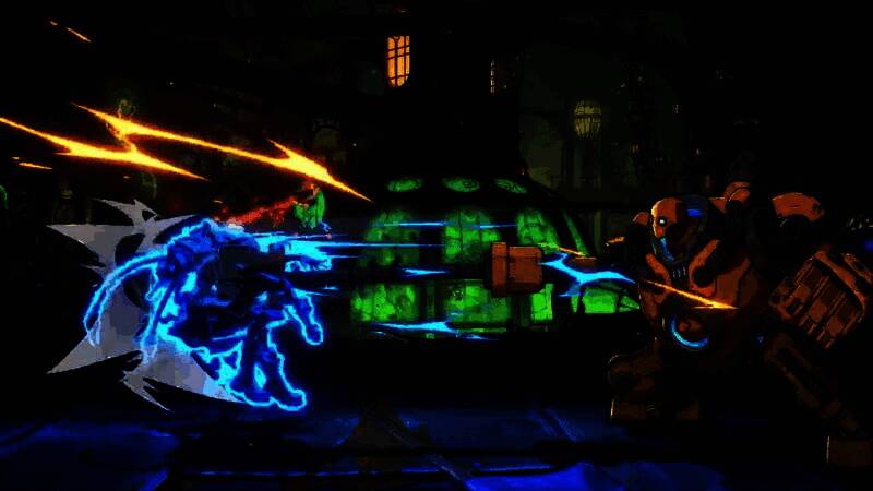 两名角色在高速对战中产生能量碰撞，火花四溅