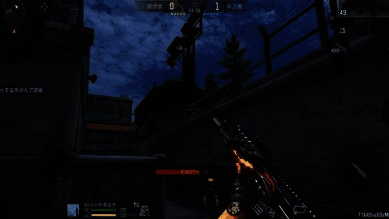 玩家角色手持AK47-末日审判进行检视动作，枪口喷出火焰特效