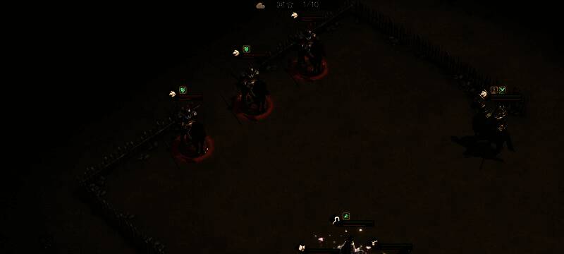 战斗进行中画面，关羽正在释放大招，三名弓兵血条已见底，即将被击败