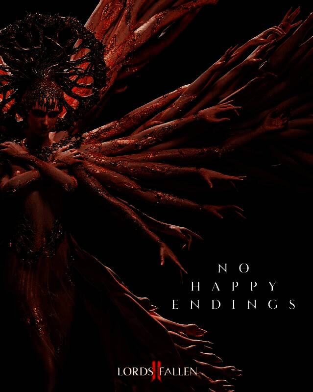 《堕落之主2》中Scion正面形象，身穿华丽金色长袍，头戴尖刺皇冠，面容精致却透着冷峻，身体两侧延伸出多条手臂，背景为幽暗神殿