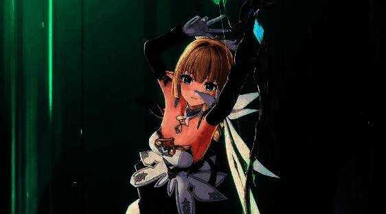 角色西芙莉雅立绘，木精灵族女性背生藤蔓双翼，手持弓箭，风与绿叶环绕