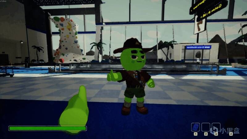 《PEAK》游戏中玩家站在悬崖边缘观察前方地形，脚下是深渊，远处有可攀爬的岩架，体现策略性决策时刻