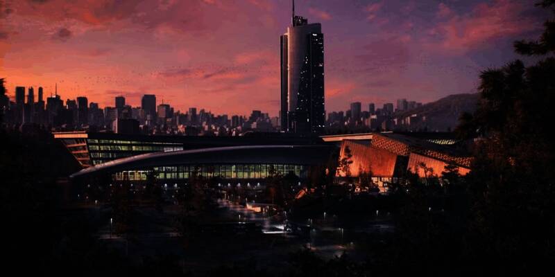 Bungie《马拉松》早期概念艺术图，太空站内部充满赛博朋克风格的战斗环境