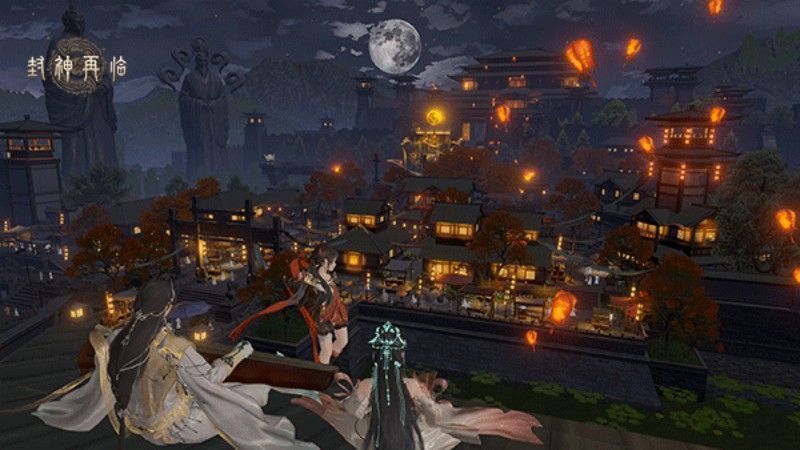 游戏世界观展示图，呈现神话与现代融合的视觉风格