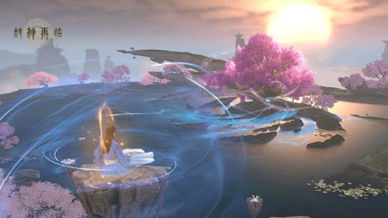 游戏内拍照模式展示，角色在仙境场景中定格美好瞬间