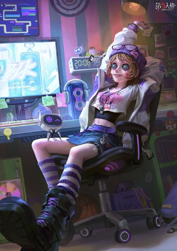 机械师BLK.TRACY时装海报，展现职业选手赛场日常，电竞椅旁电脑屏幕显示胜利画面