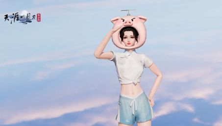 头饰吾爱·猪蜻蜓展示，角色头顶卡通猪蜻蜓造型，可爱十足