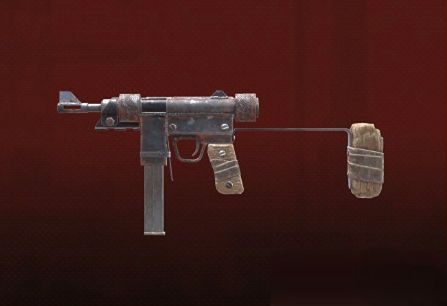 自制冲锋枪细节展示，突出其简易组装结构