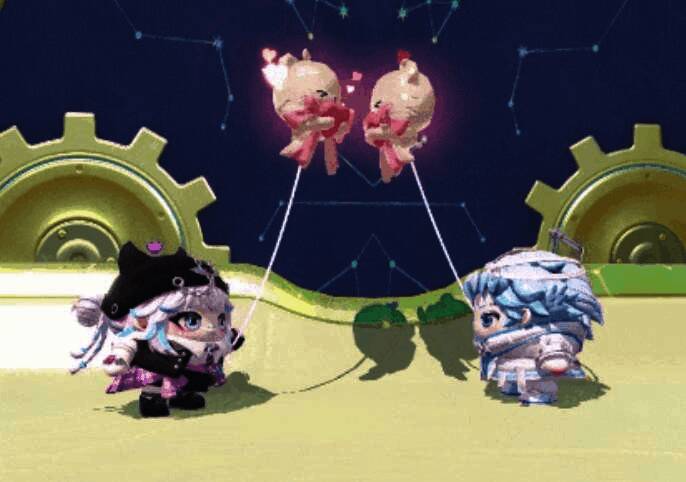 甜蜜贴贴气球与好友互动场景