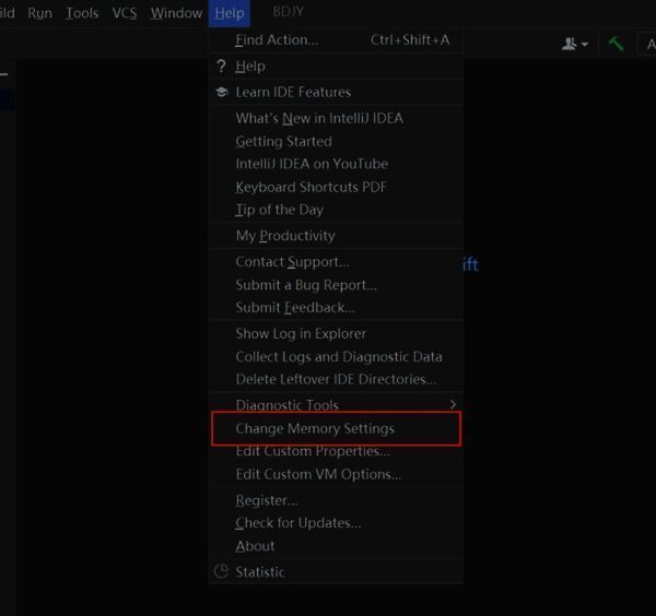 IntelliJ IDEA菜单栏Help选项示意图，界面清晰展示各项辅助功能