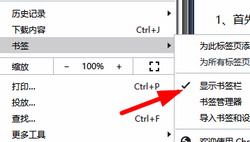 书签设置界面，显示书签栏选项被勾选状态