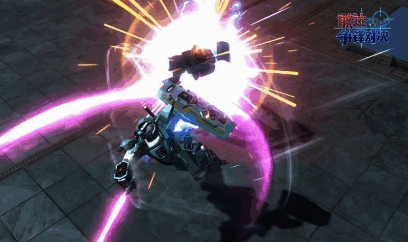 巳蛇敢达使用过人斩技能，动作迅捷，划出光刃轨迹