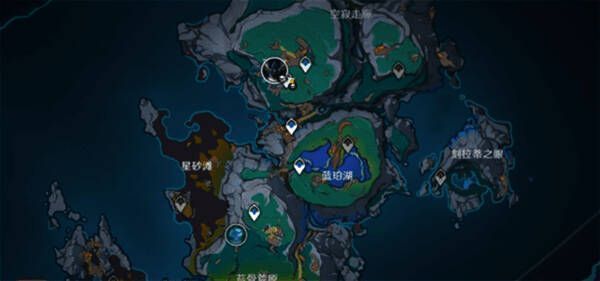 地图中标注的蕴光月幻蝶具体位置，红色标记醒目突出