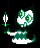 Hathy怪物形象展示，角色表情柔和，周围漂浮着对话选项提示