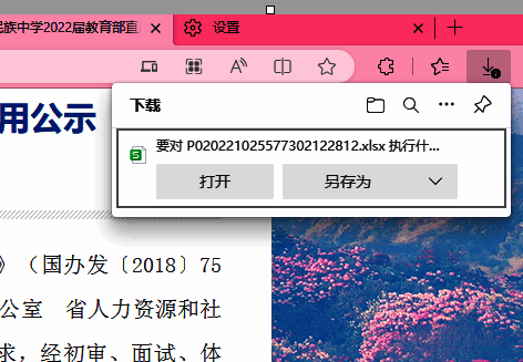 Edge浏览器下载时弹出提示窗口的界面展示