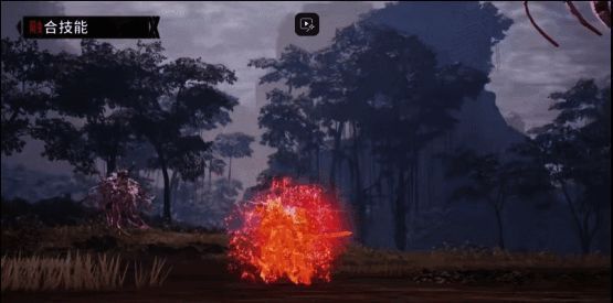 技能组合展示，玩家使用融合技能与机甲武器打出华丽连招