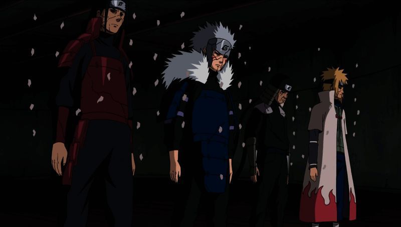 三代火影施展五遁·大连弹之术，五种属性忍术同时爆发