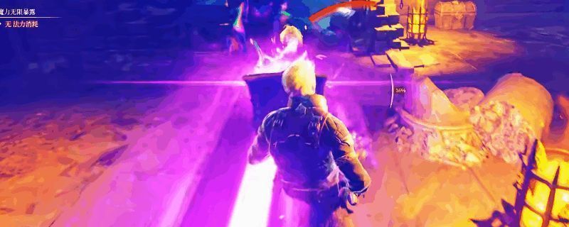 剑盾兵举盾挡下法师魔法攻击的瞬间，画面中法师释放出华丽的法术特效