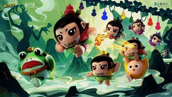 葫芦娃·大娃外观展示，身穿红色衣裤，头顶葫芦发髻，表情坚毅