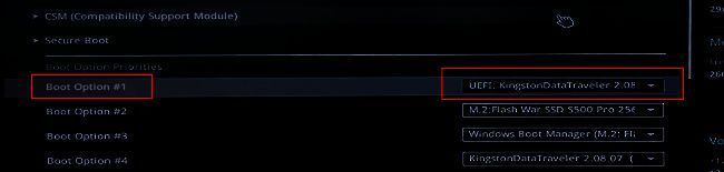 启动项选择界面，显示多个启动设备选项