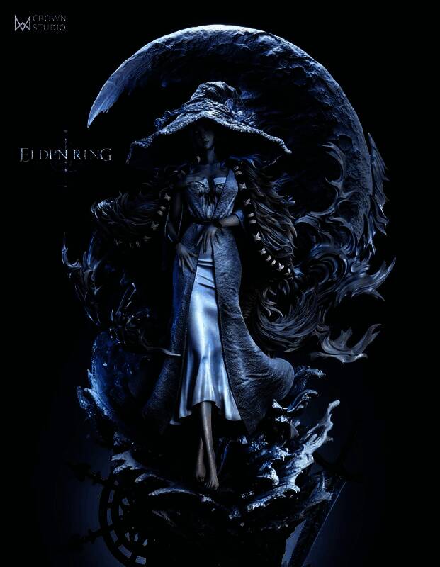 菈妮雕像侧面细节图，展示精致的服饰雕刻与光影效果