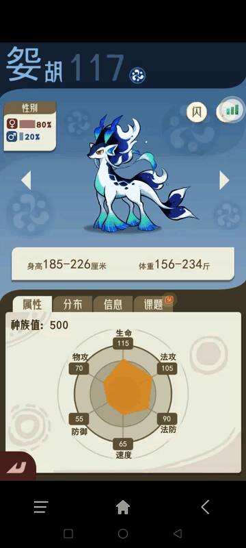 宠物形象展示，蓝色水系异兽，拥有水免属性加成