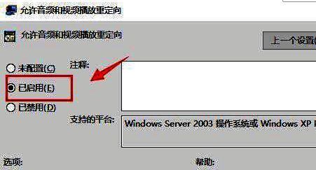 音频播放重定向已启用状态显示界面截图