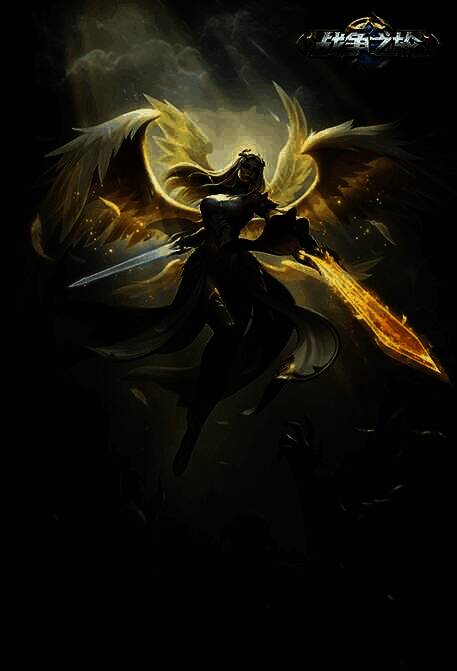 新英雄【光·天穹圣翼】形象展示，背景为光芒四射的天空场景