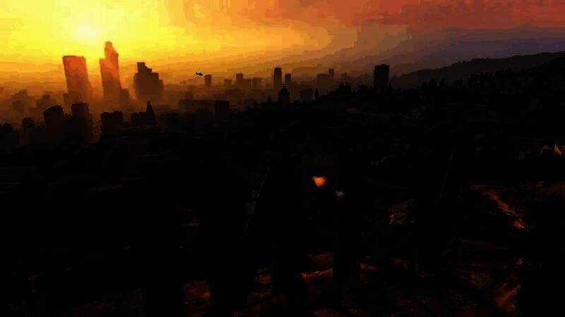 《GTA》系列标志性幽默元素插画，展示多个戏仿品牌与角色形象