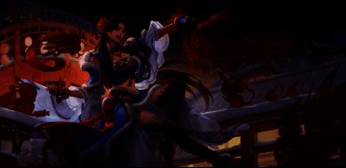 界张春华身着仙气飘逸的服饰，手持扇子，神态优雅