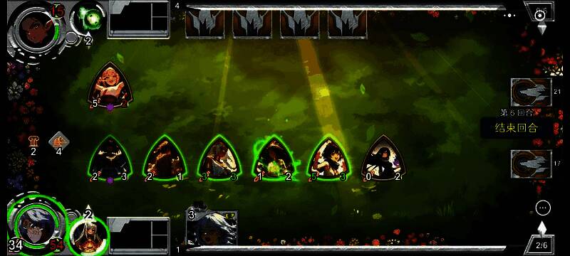 《七卡之境》中后期对局截图，展示英雄攻击叠加与铺场压制画面