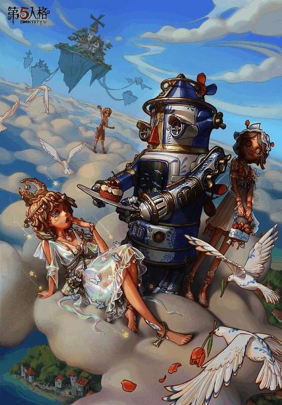 天空岛屿奇幻场景，漂浮岛屿与冒险者