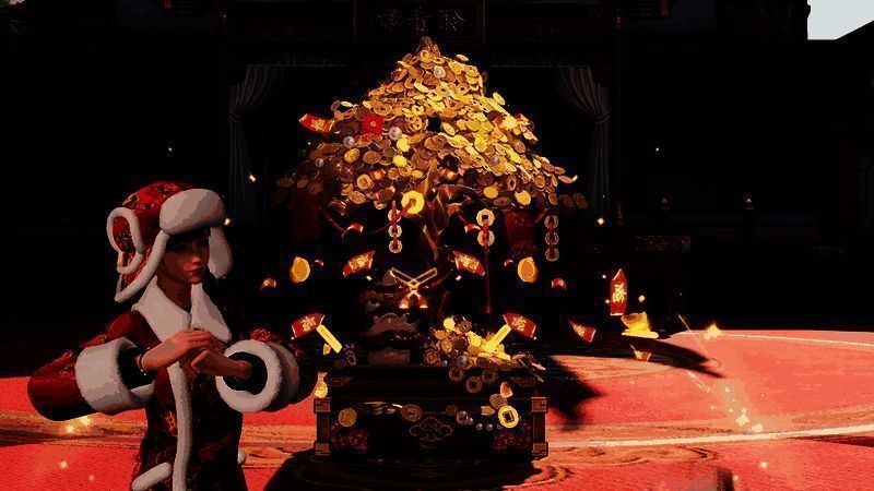 灵殊·摇钱树外观展示，手持金树，闪耀夺目，寓意财源滚滚