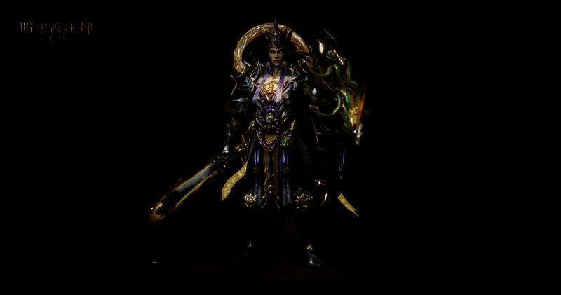 角色身着水云赋时装在战场中行走，背景为节日烟花特效