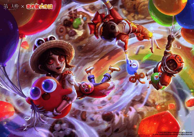 联动活动主视觉图，展示《第五人格》与《贪吃蛇大作战》的联动主题与角色形象