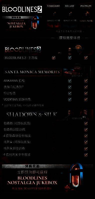 《吸血鬼：避世血族2》角色界面展示，吸血鬼形象精致，背景为黑暗哥特风格