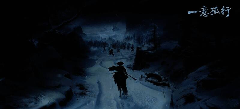 游戏截图展示主角潜行于古色古香的街道，背景夜色深沉，氛围压抑