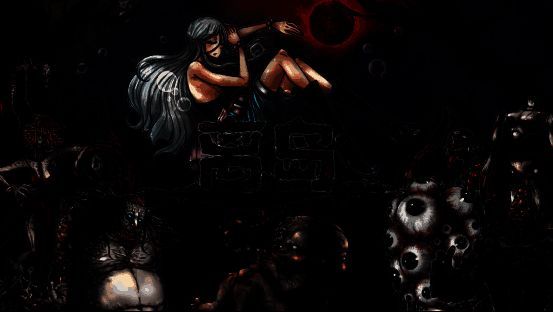 《离岛》游戏封面，一位少女站在诡异扭曲的岛屿边缘，背景阴云密布